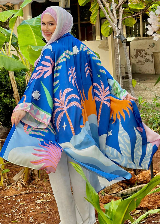 Tropical Royal Blue Kimono