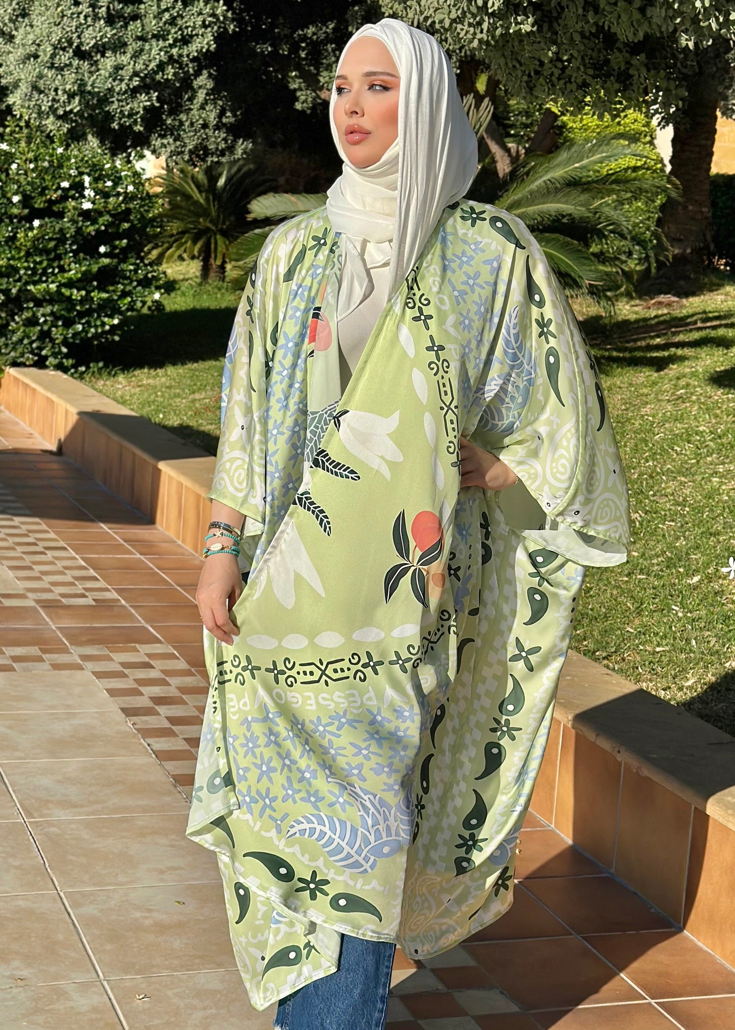 Floral Light Green Kimono